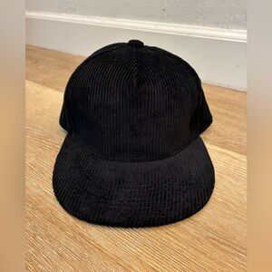 Black Corduroy Baseball Cap Unisex Minimalist Clean Design Adjustable Hat